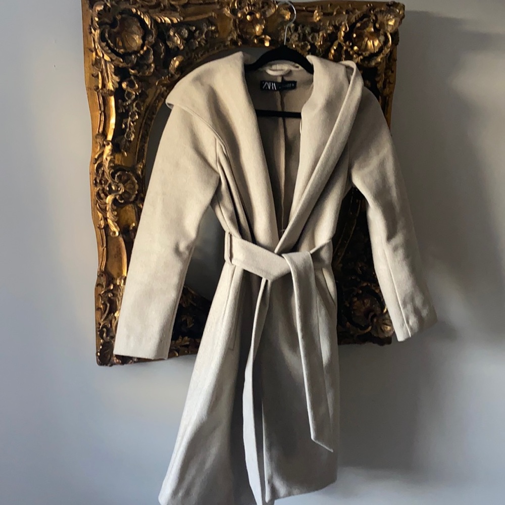 ZARA BELTED WOOL BLEND COAT